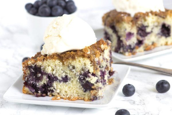 Simple Blueberry Buckle recipe from RecipeGirl.com