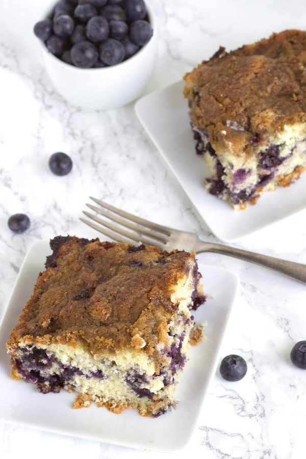 Simple Blueberry Buckle recipe from RecipeGirl.com