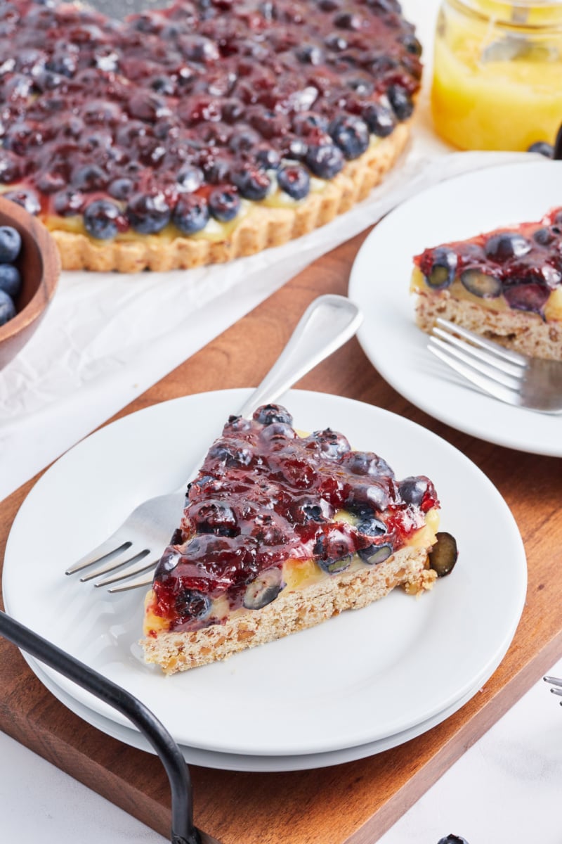 slice of blueberry lemon tart