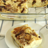 slice of bread pudding on a plate