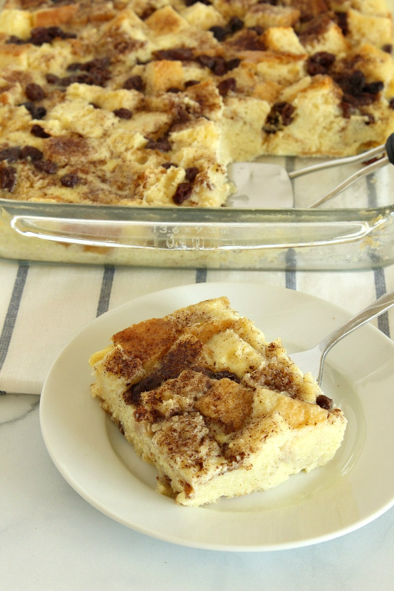 slice of bread pudding on a plate