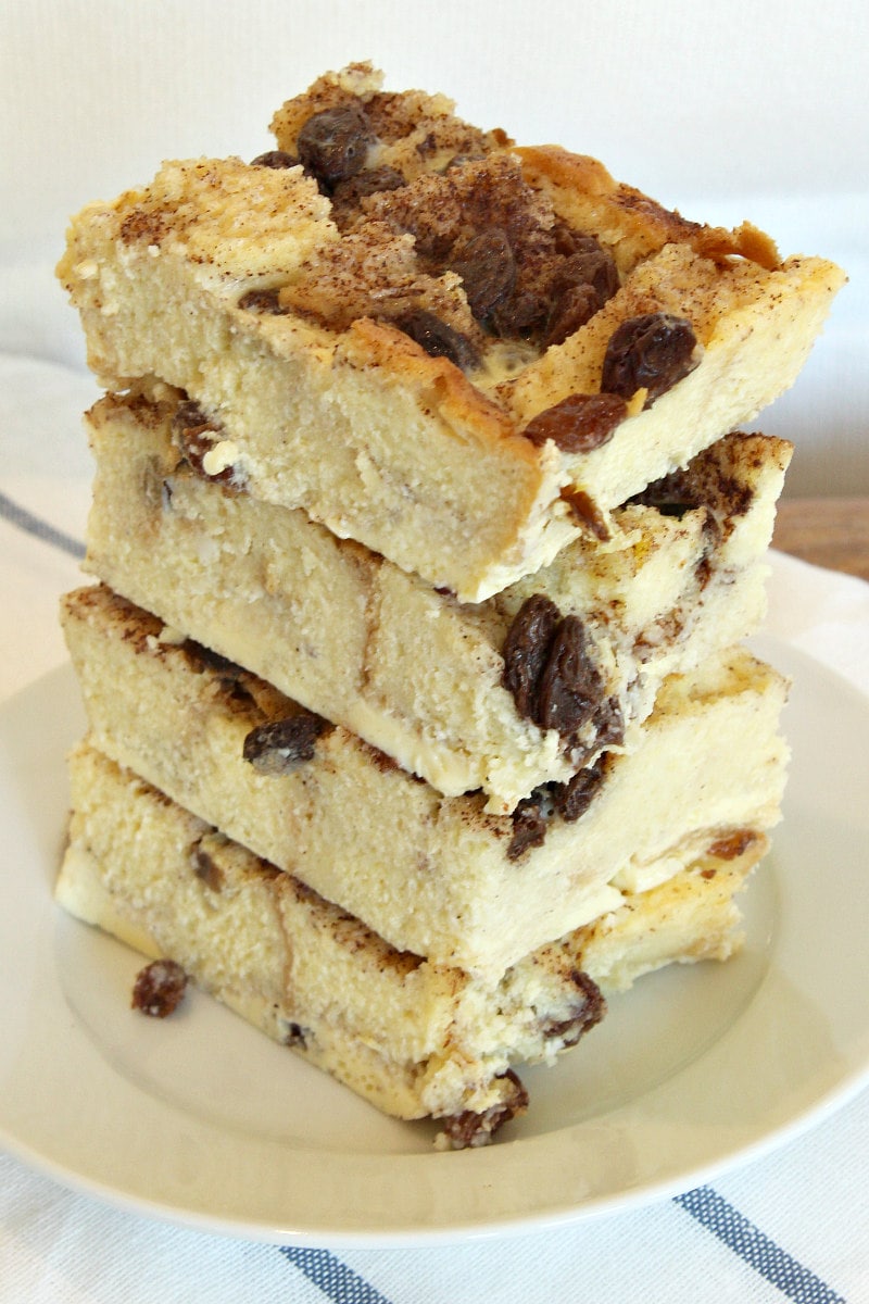 stack of bread pudding slices