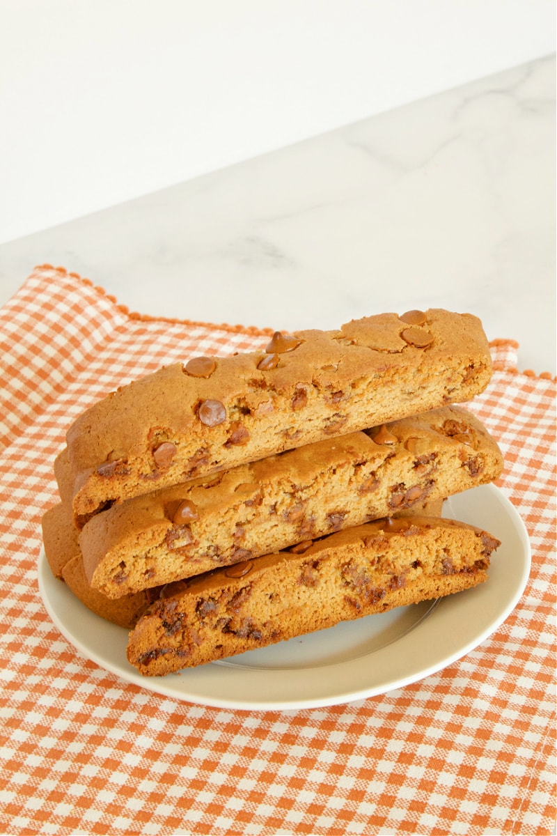 brown sugar cinnamon biscotti on a plate