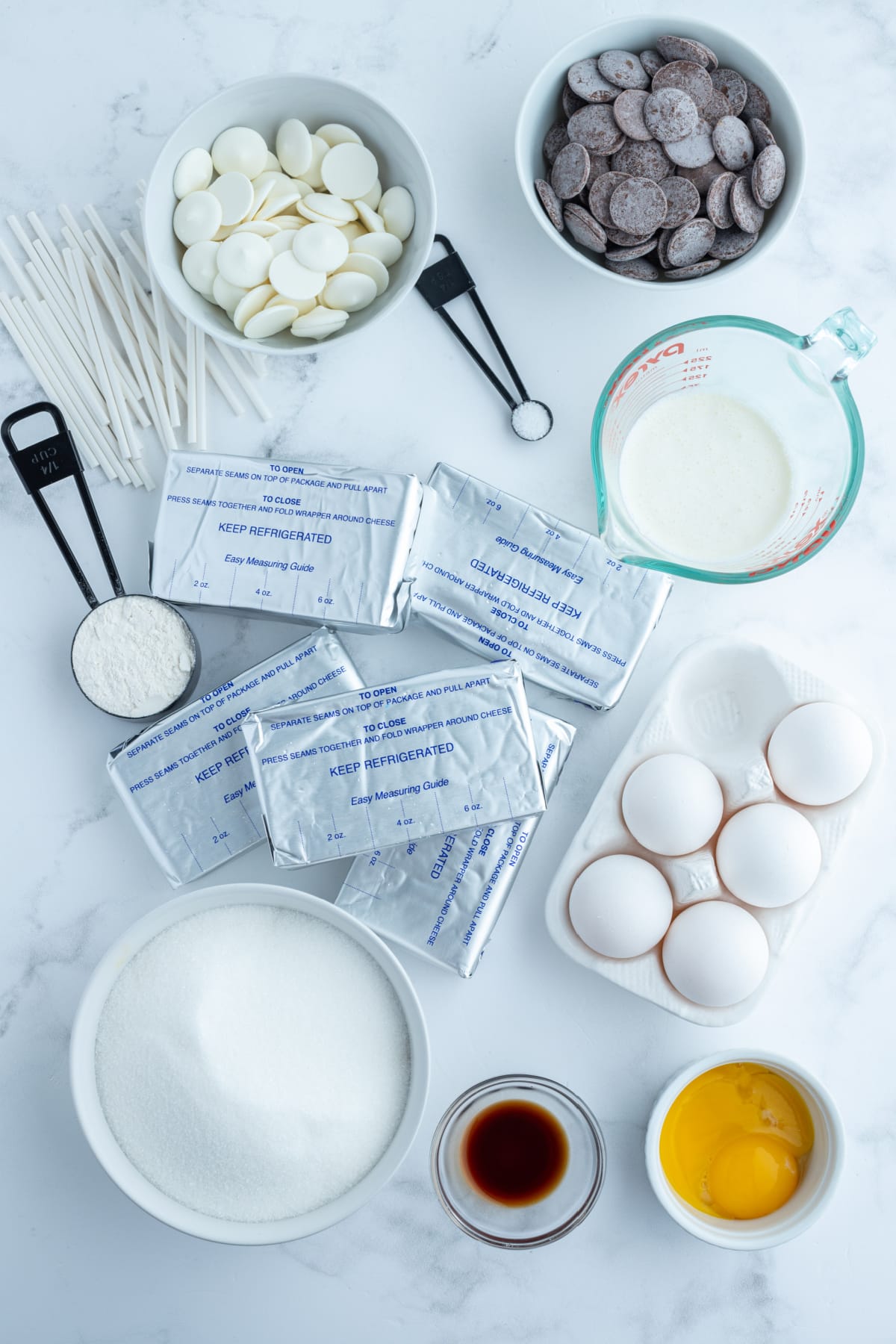 ingredients displayed for making cheesecake pops