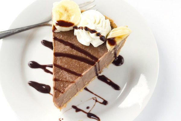 Chocolate Banana Ice Cream Pie with Peanut Butter Crust - recipe from RecipeGirl.com