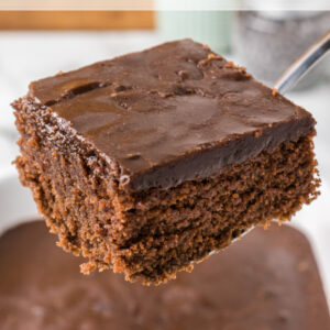 pinterest image for chocolate glazed cake