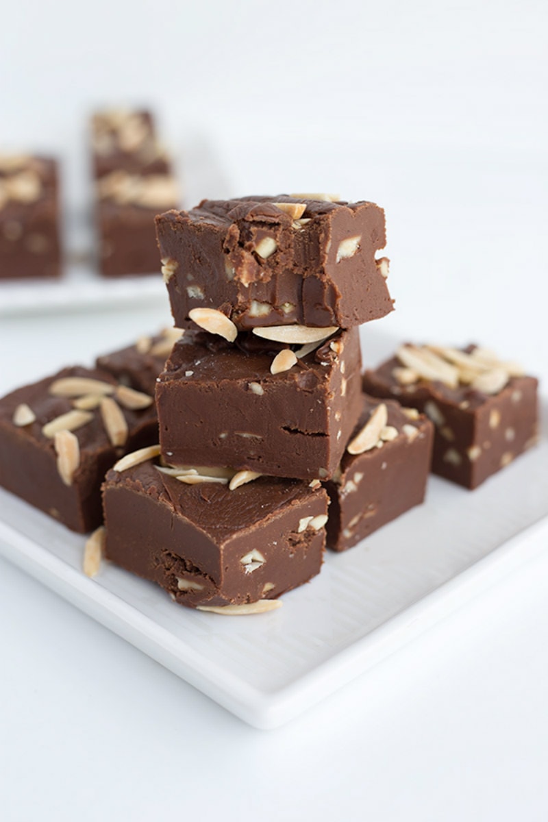 stack of Chocolate Toasted Almond Fudge 
