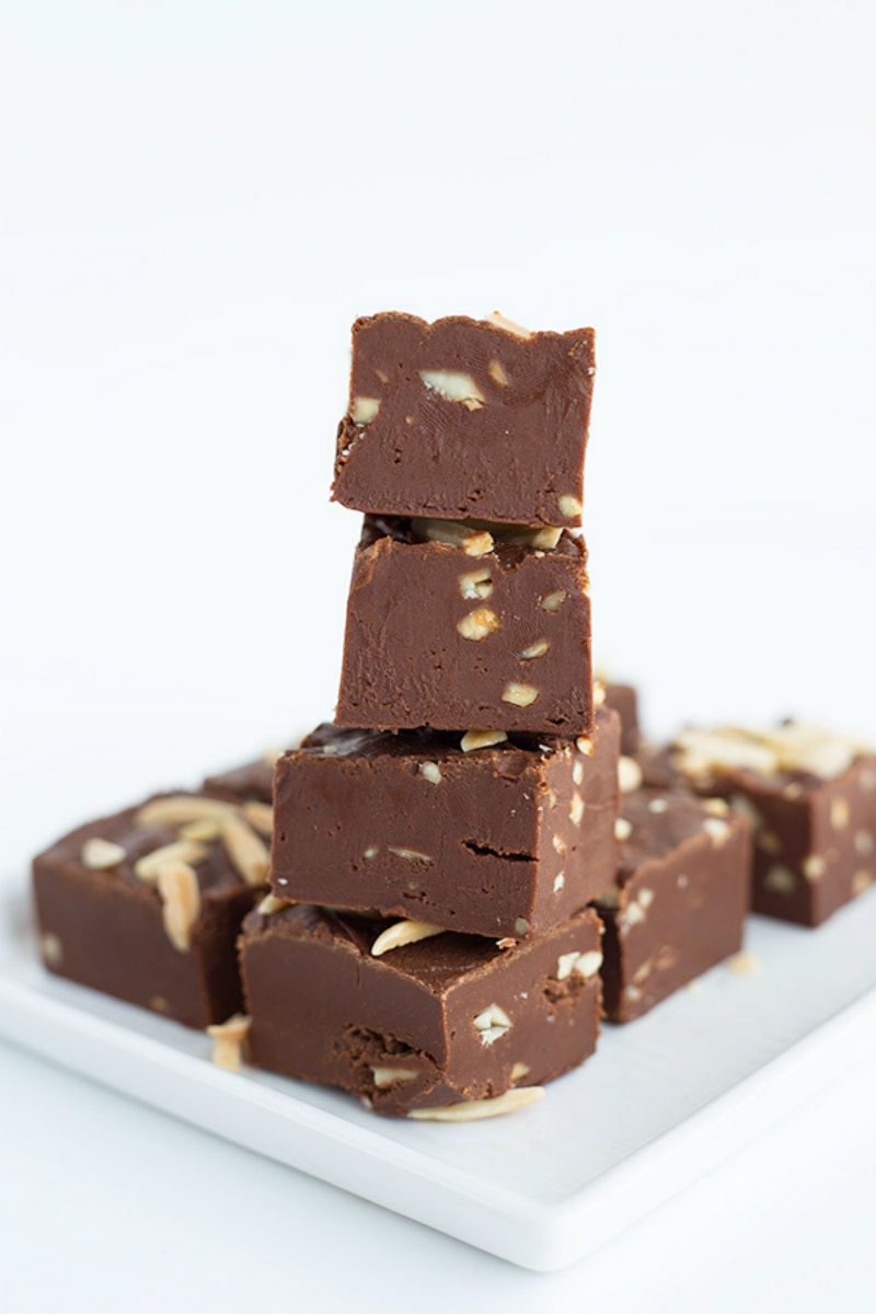 stack of Chocolate Toasted Almond Fudge