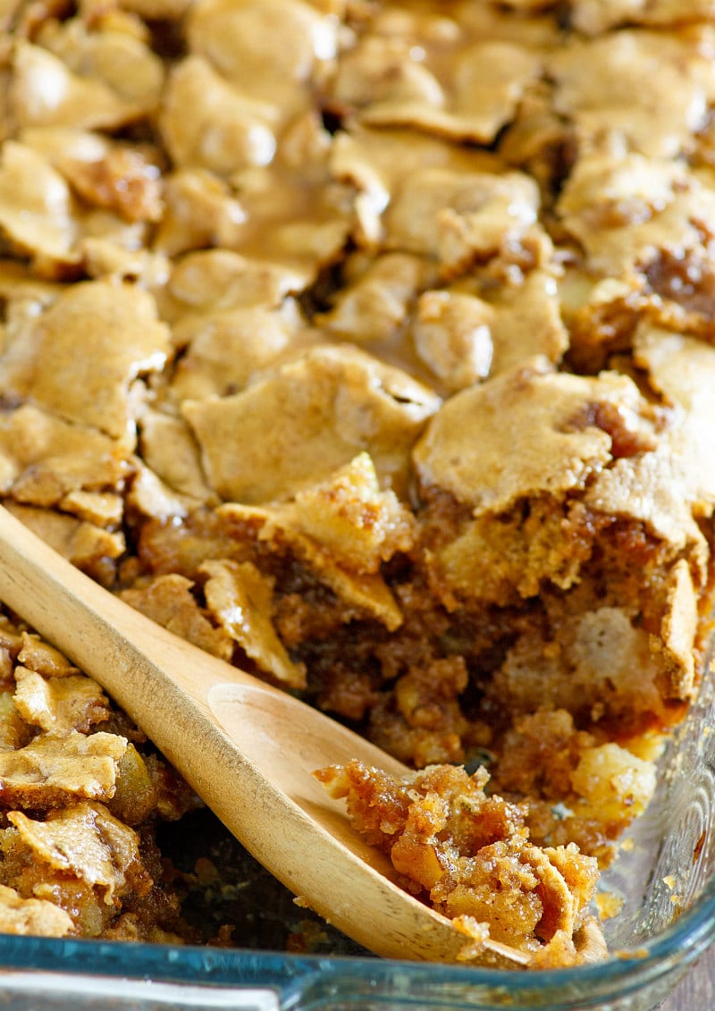 Spoonful of Chopped Apple Cake with Sticky Toffee Topping