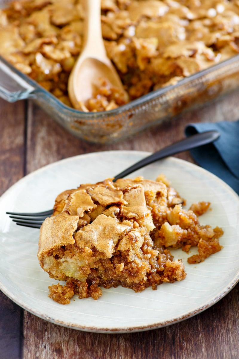 Serving of Chopped Apple Cake with Sticky Toffee Topping