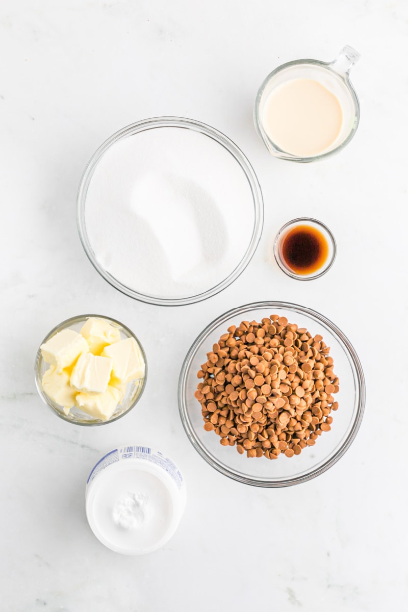 ingredients displayed for making cinnamon fudge