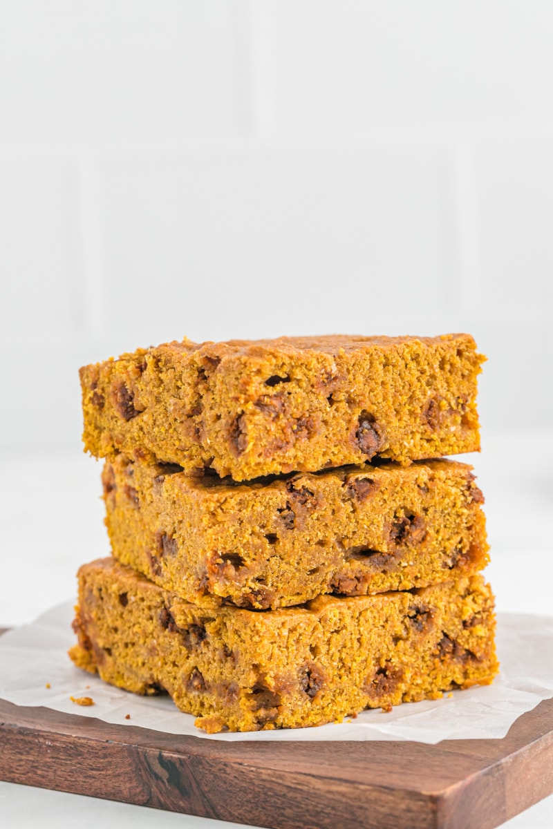 stack of three cinnamon pumpkin bars