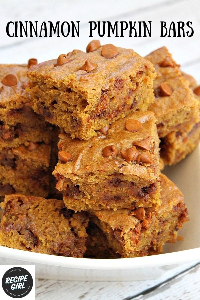 pinterest image for cinnamon pumpkin bars
