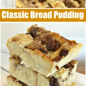 pinterest collage image for classic bread pudding