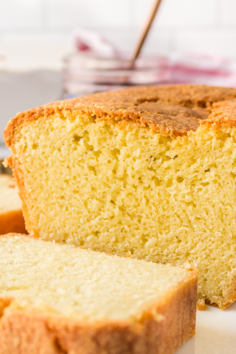 classic pound cake sliced open