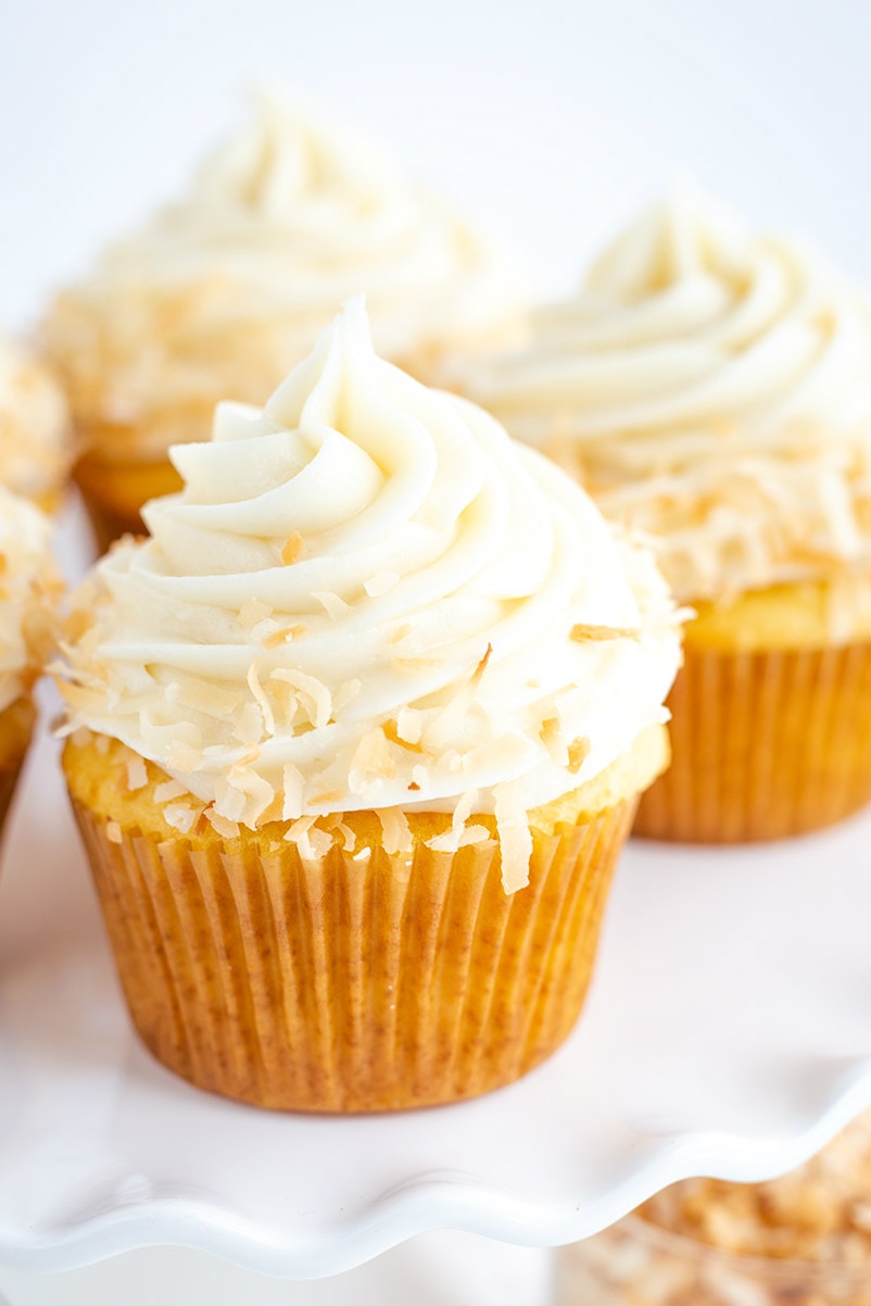 Cupcakes frosted with Coconut Buttercream Frosting