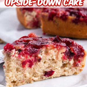 pinterest image for cranberry upside down cake