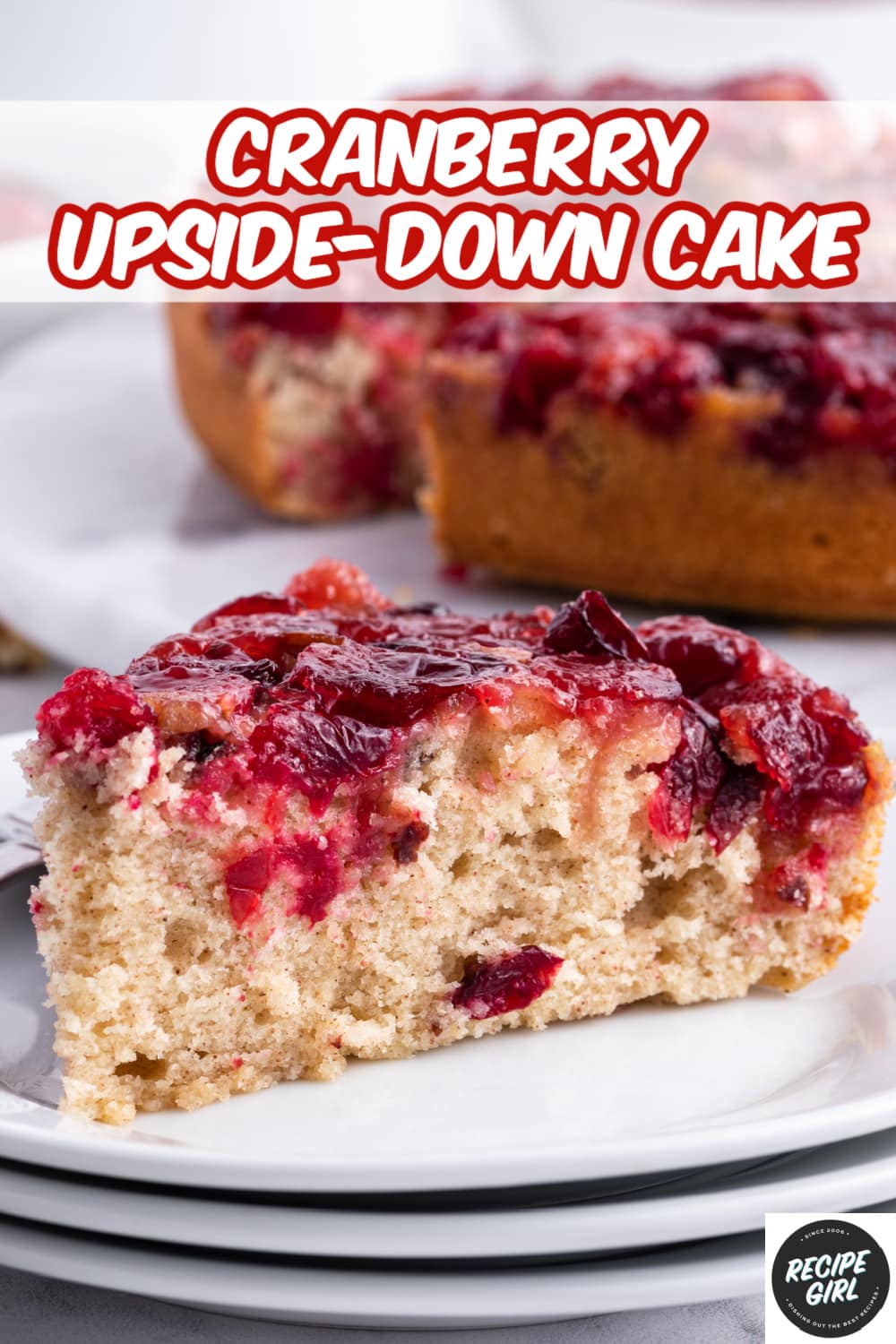 pinterest image for cranberry upside down cake
