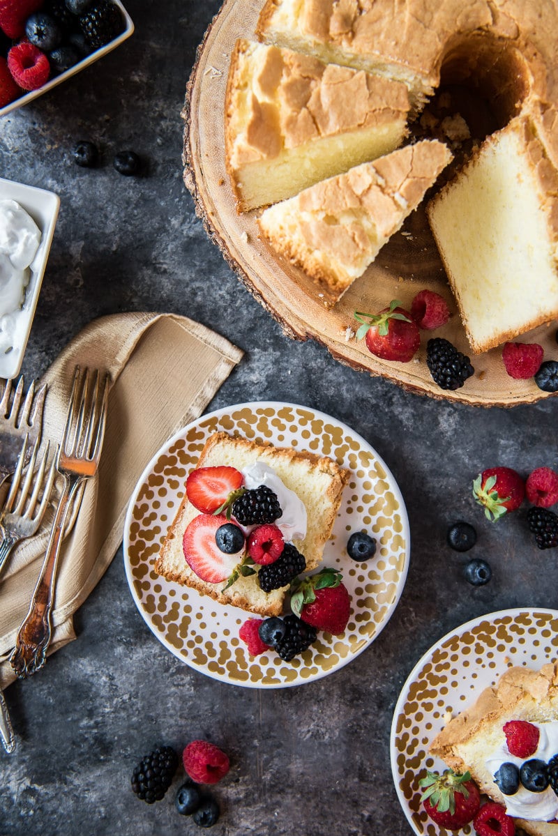 Sliced Pound Cake with whipped cream and berries