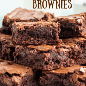 pinterest image for double chocolate brownies