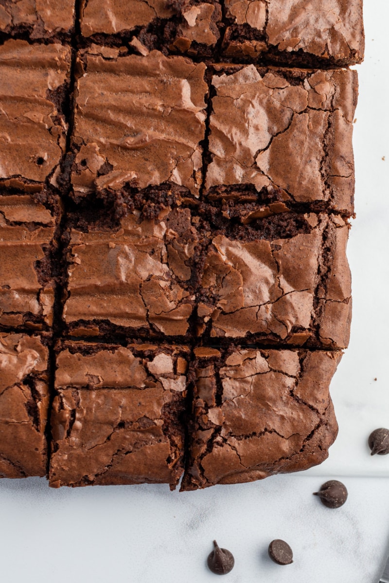 slab of brownies cut into pieces