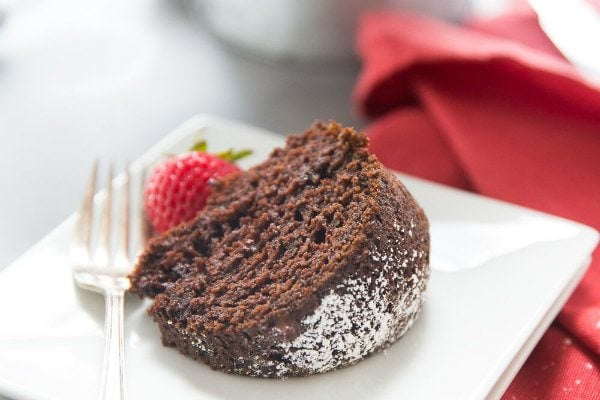 Easy Chocolate Cake recipe from RecipeGirl.com. Doctored up chocolate cake mix recipe. Easy Chocolate Cake recipe - from RecipeGirl.com