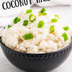 pinterest image for easy coconut rice