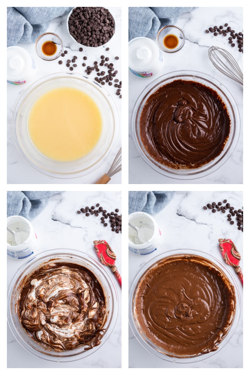 four photos showing process of making fantasy fudge