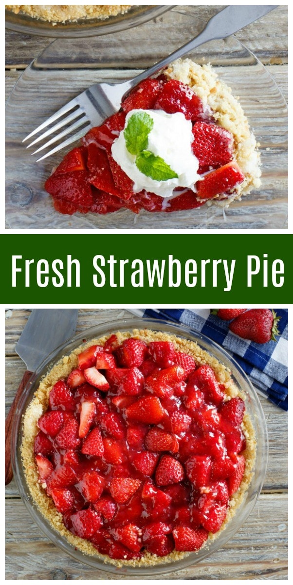 Easy Fresh Strawberry Pie recipe from RecipeGirl.com #strawberry #pie #recipe #RecipeGirl