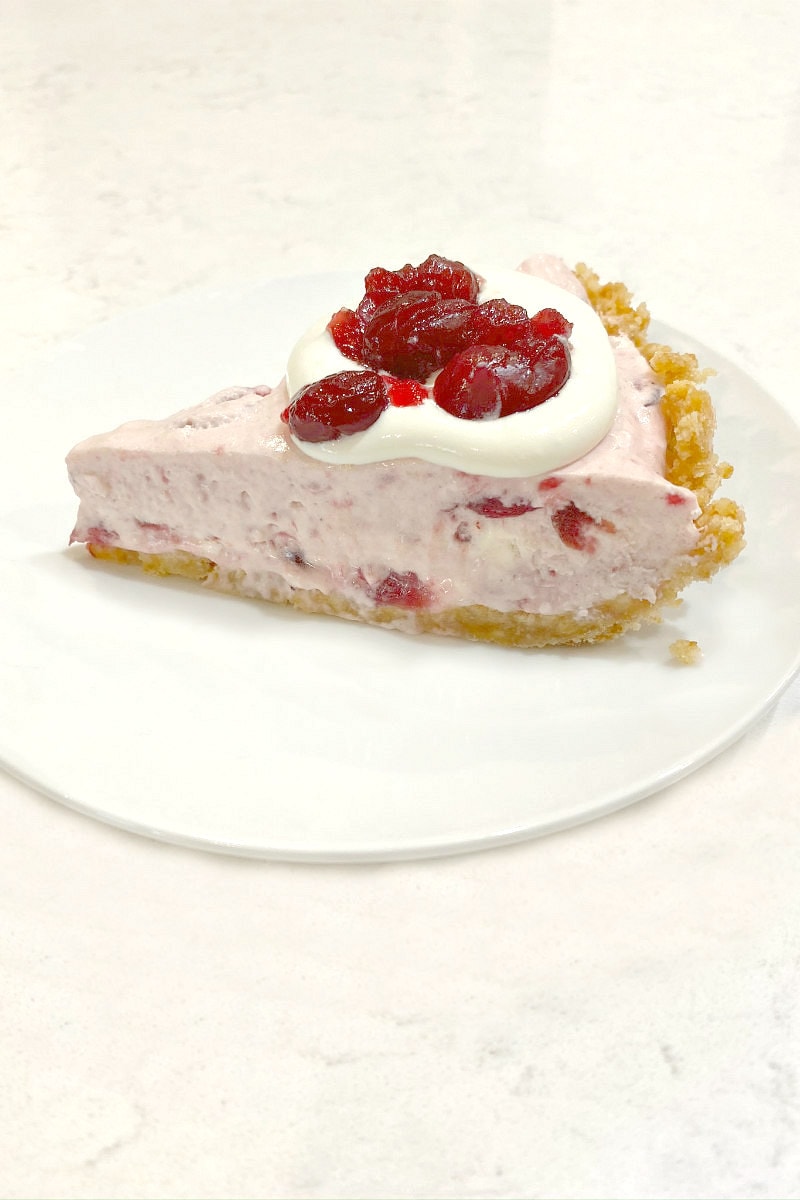 slice of Frozen Cranberry Velvet Pie