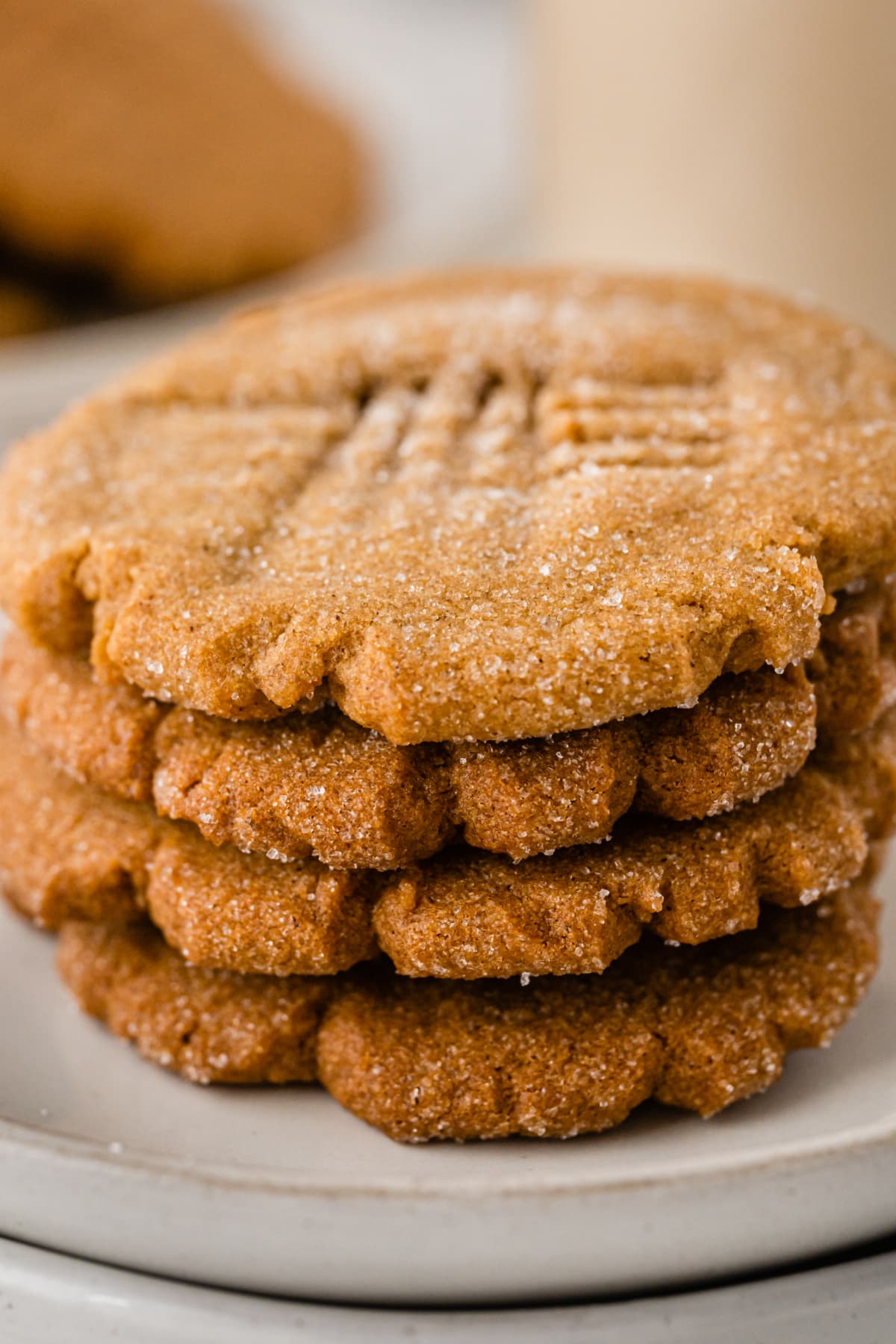 four stacked ginger cookies