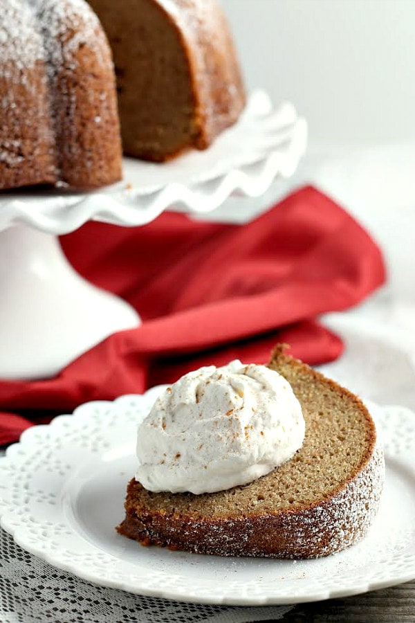 Gingerbread Cake with Cinnamon Cream Recipe - RecipeGirl.com