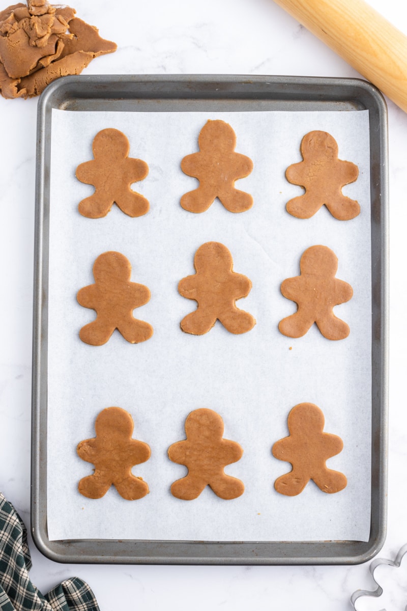 gingerbread people on a baking sheet
