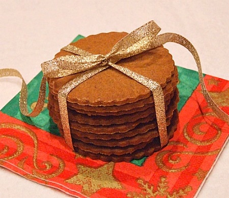 stack of cookies tied with a ribbon