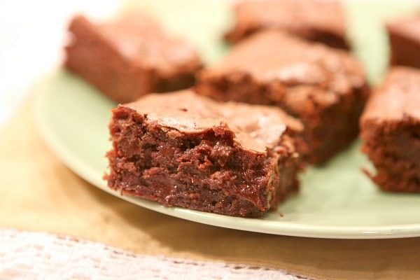 Chocolate Brownies on a green plate
