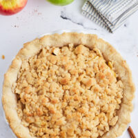 incredible apple pie topped with crumb topping