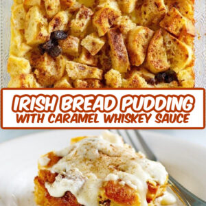pinterest image for irish bread pudding