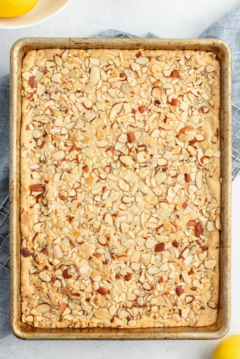 pan of lemon almond cookie brittle