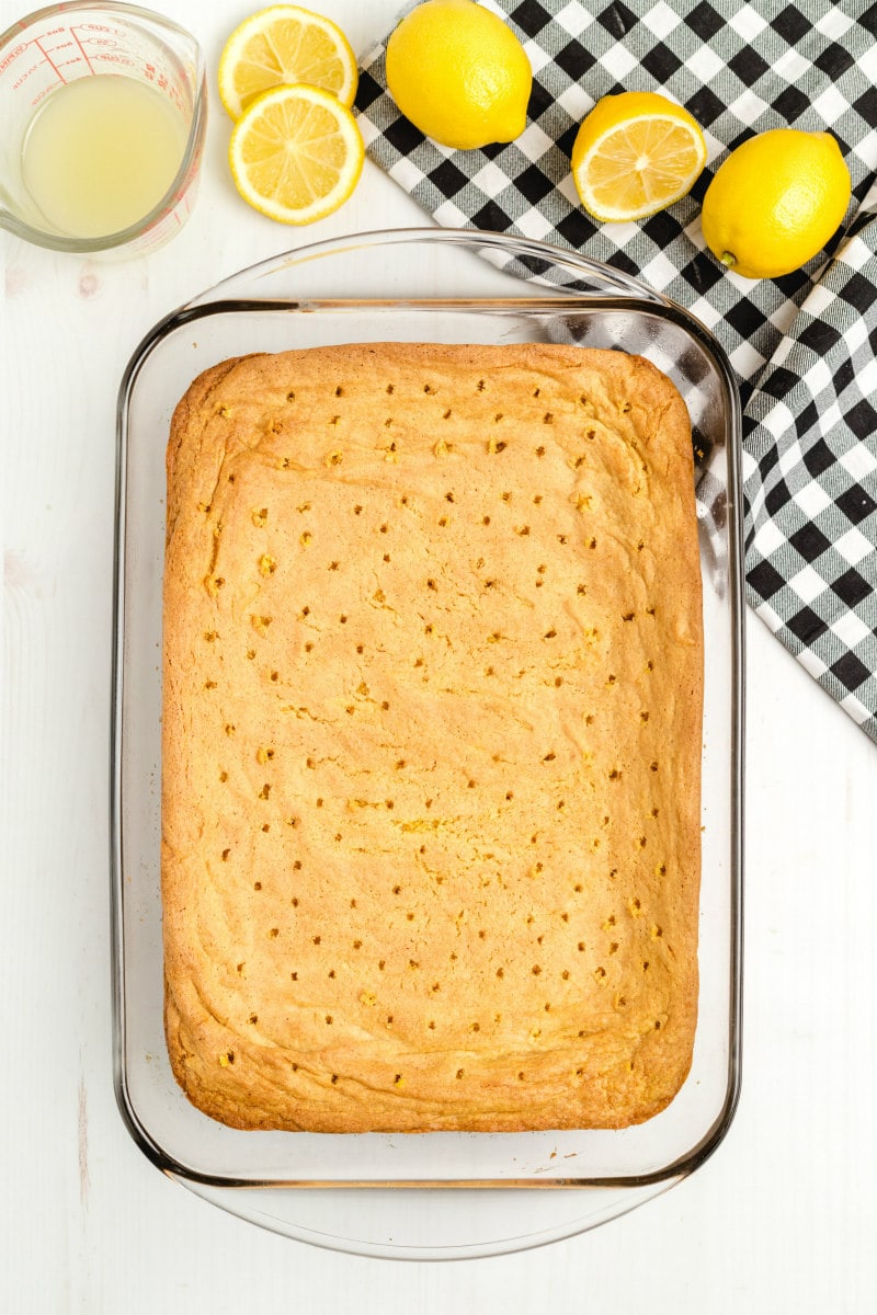 Baked Lemon Brownies ready for glaze