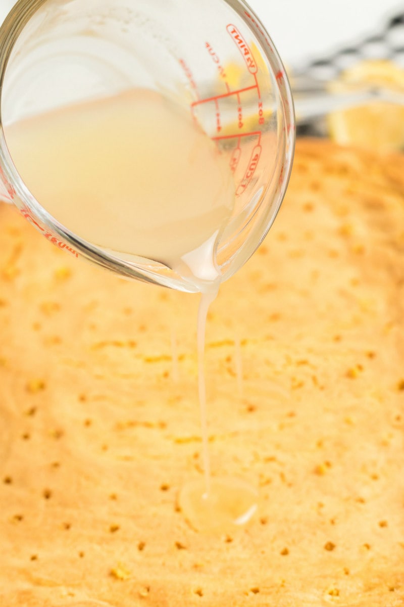 Adding glaze to Lemon Brownies