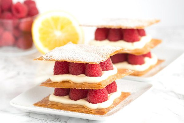 Lemon Cream and Raspberry Phyllo Napoleons