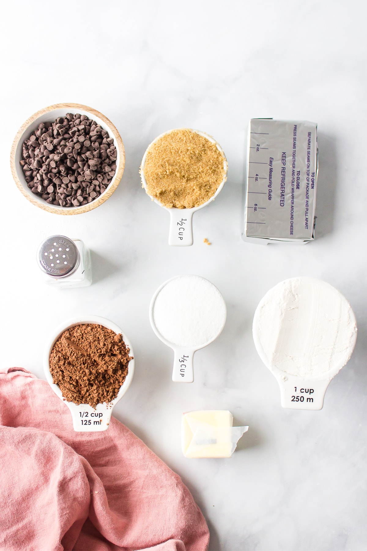 ingredients displayed for making low fat chocolate cookies