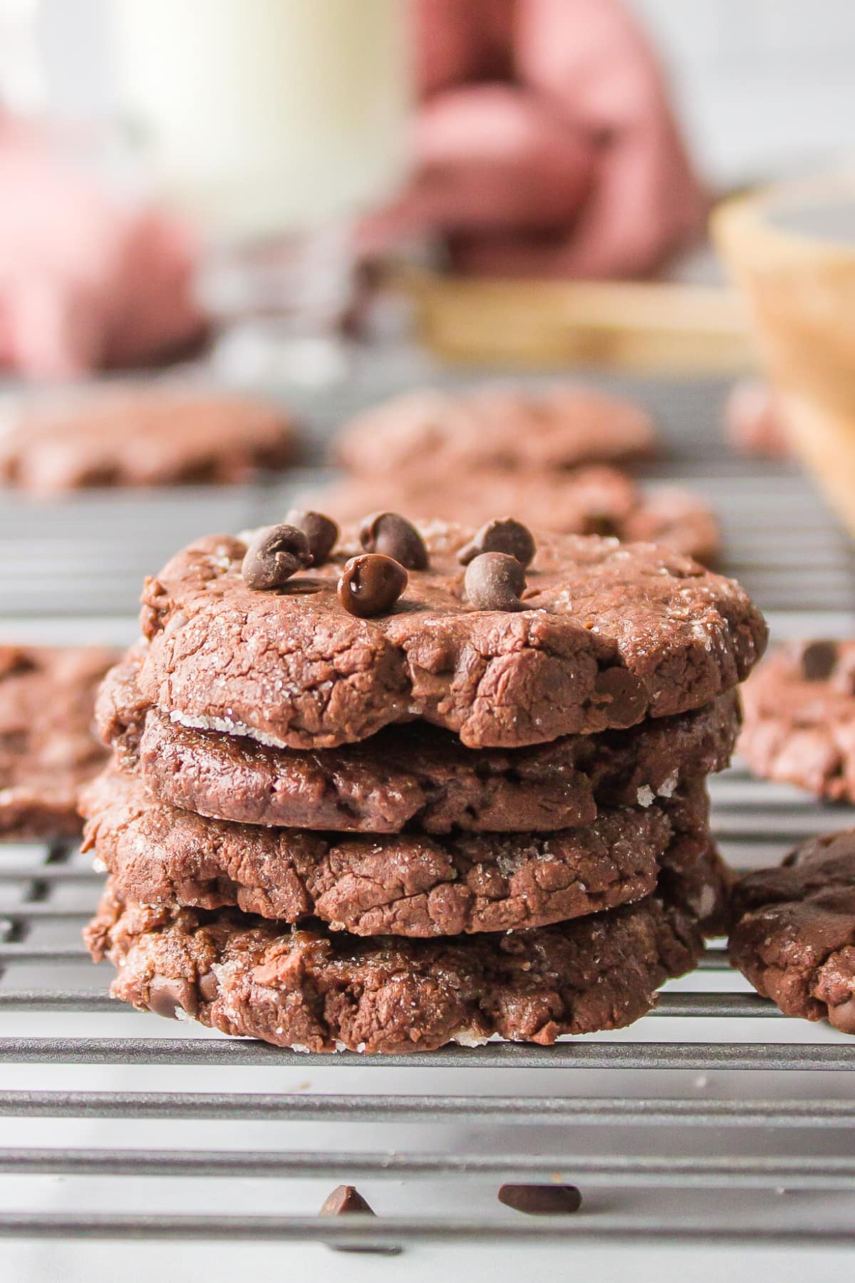 stack of low fat chocolate cookies