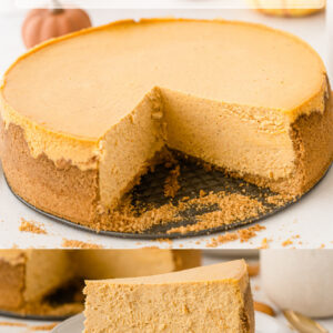 pinterest image for low fat pumpkin cheesecake