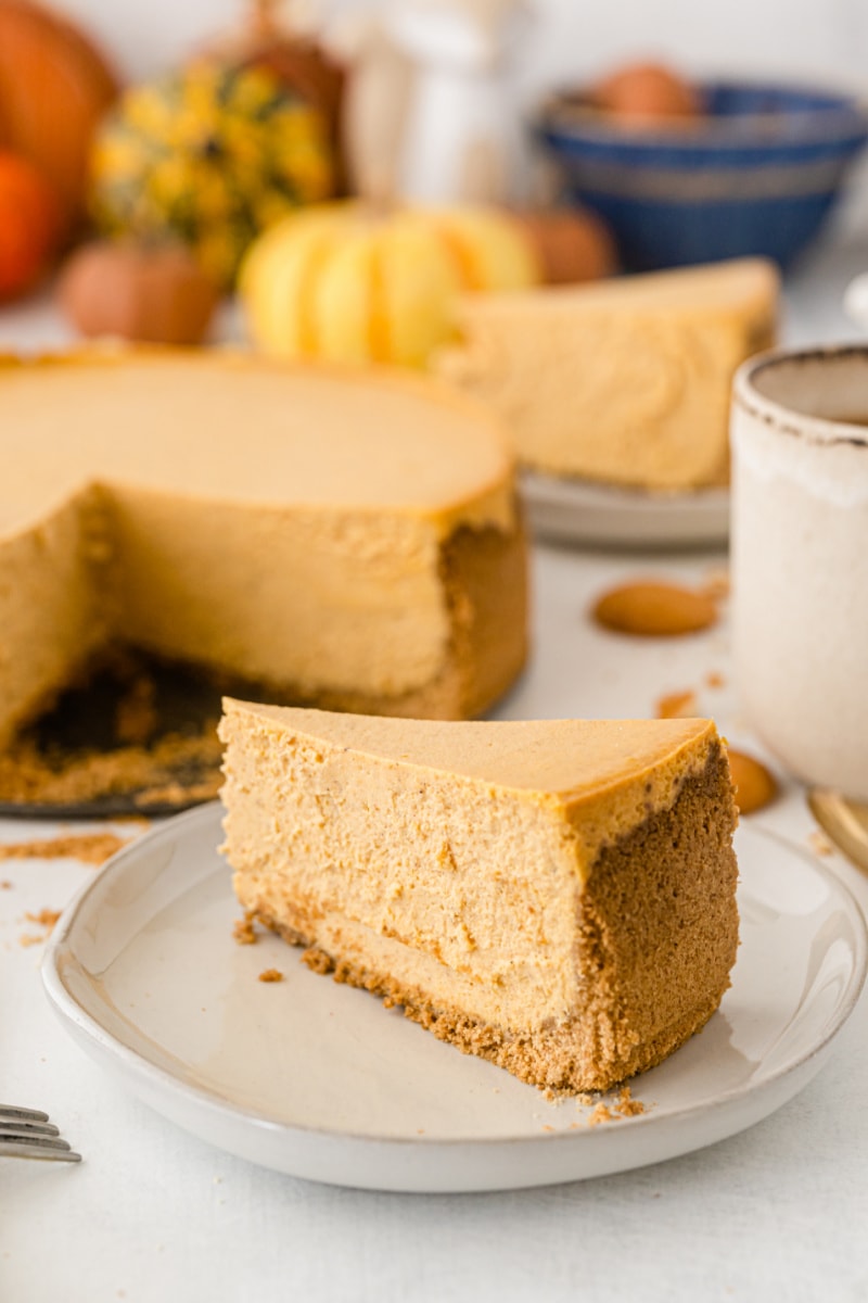 slice of low fat pumpkin cheesecake