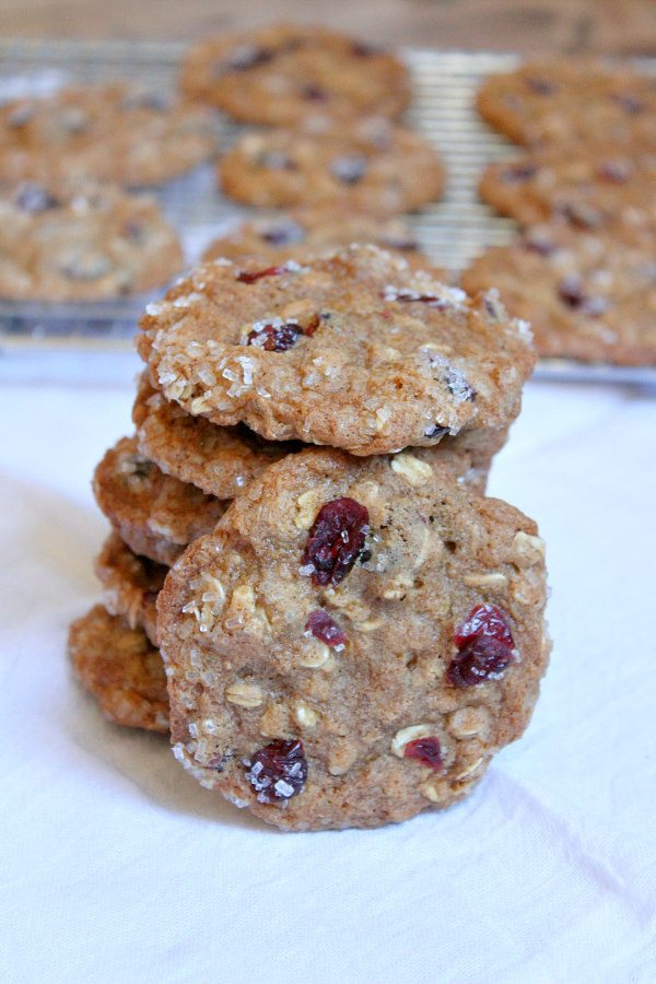 stack of Maple Cranberry Oatmeal Cookies 