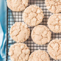 maple snickerdoodles on a baking rack