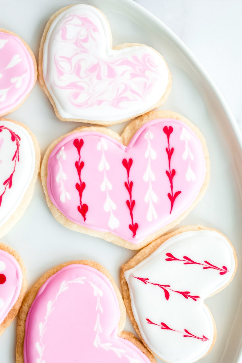 Sugar Cookies decorated for Valentine's Day with Royal Icing