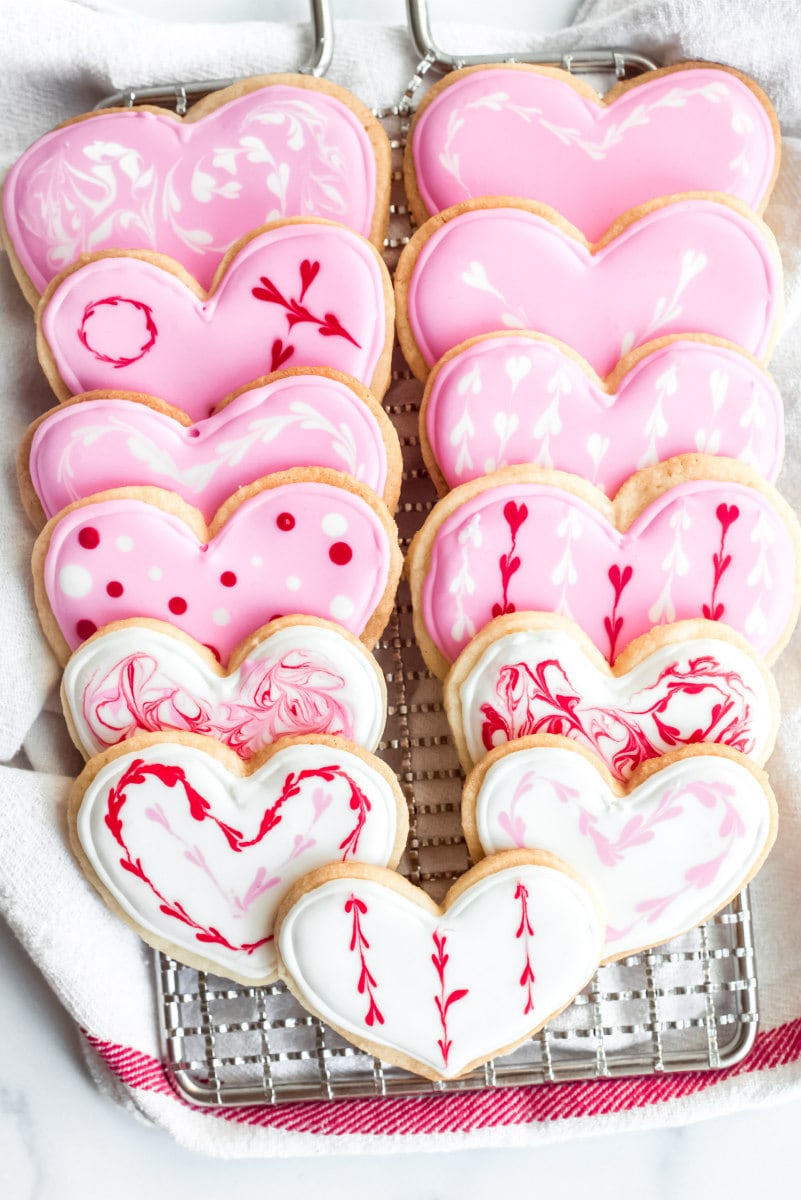 Valentine Sugar Cookies decorated with Royal Icing