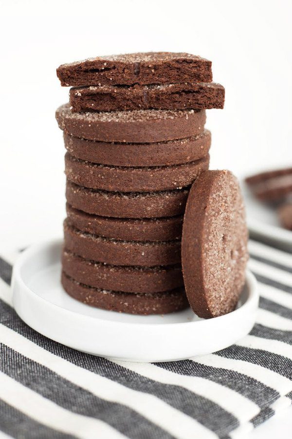 stack of Mexican Chocolate Shortbread Cookies